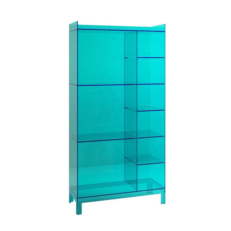 Scandinavian Acrylic Standard Bookshelf Closed Back Bookshelf,23.6"L x 9.84"W x 47.2"H Blue-Clear Clearhalo 'Bookcases' 'furn' 'furn_bookcases' 'Furniture' 'furniture_bookcases' 'kitchen' 'kitchen_bookcases' 'Living Room Furniture' 'Office Furniture' 4719680