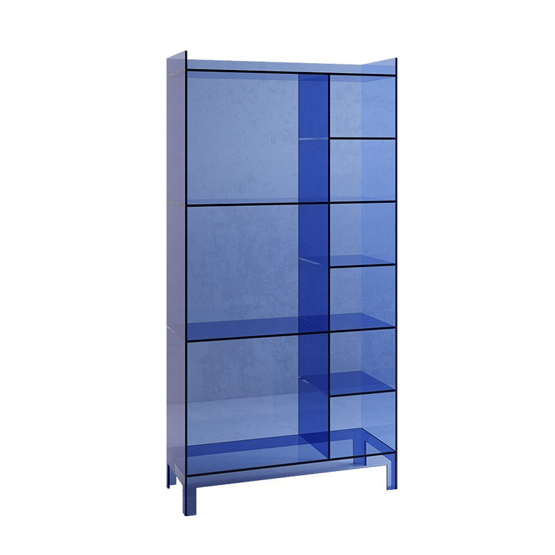 Scandinavian Acrylic Standard Bookshelf Closed Back Bookshelf,23.6"L x 9.84"W x 47.2"H Blue Clearhalo 'Bookcases' 'furn' 'furn_bookcases' 'Furniture' 'furniture_bookcases' 'kitchen' 'kitchen_bookcases' 'Living Room Furniture' 'Office Furniture' 4719681