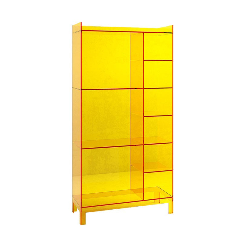 Scandinavian Acrylic Standard Bookshelf Closed Back Bookshelf,23.6"L x 9.84"W x 47.2"H Orange Clearhalo 'Bookcases' 'furn' 'furn_bookcases' 'Furniture' 'furniture_bookcases' 'kitchen' 'kitchen_bookcases' 'Living Room Furniture' 'Office Furniture' 4719683