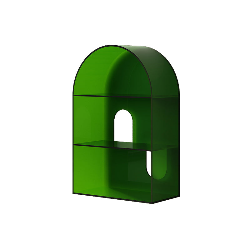 Open Back Bookshelf Acrylic Scandinavian Style Bookcase for Home Office Study Room 23.6"L x 11"W x 35.4"H Green Clearhalo 'Bookcases' 'furn' 'furn_bookcases' 'Furniture' 'furniture_bookcases' 'kitchen' 'kitchen_bookcases' 'Living Room Furniture' 'Office Furniture' 4719728