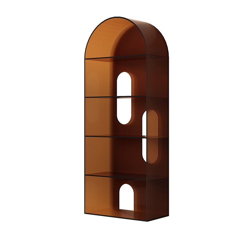 Open Back Bookshelf Acrylic Scandinavian Style Bookcase for Home Office Study Room 23.6"L x 11"W x 59.1"H Brown Clearhalo 'Bookcases' 'furn' 'furn_bookcases' 'Furniture' 'furniture_bookcases' 'kitchen' 'kitchen_bookcases' 'Living Room Furniture' 'Office Furniture' 4719730