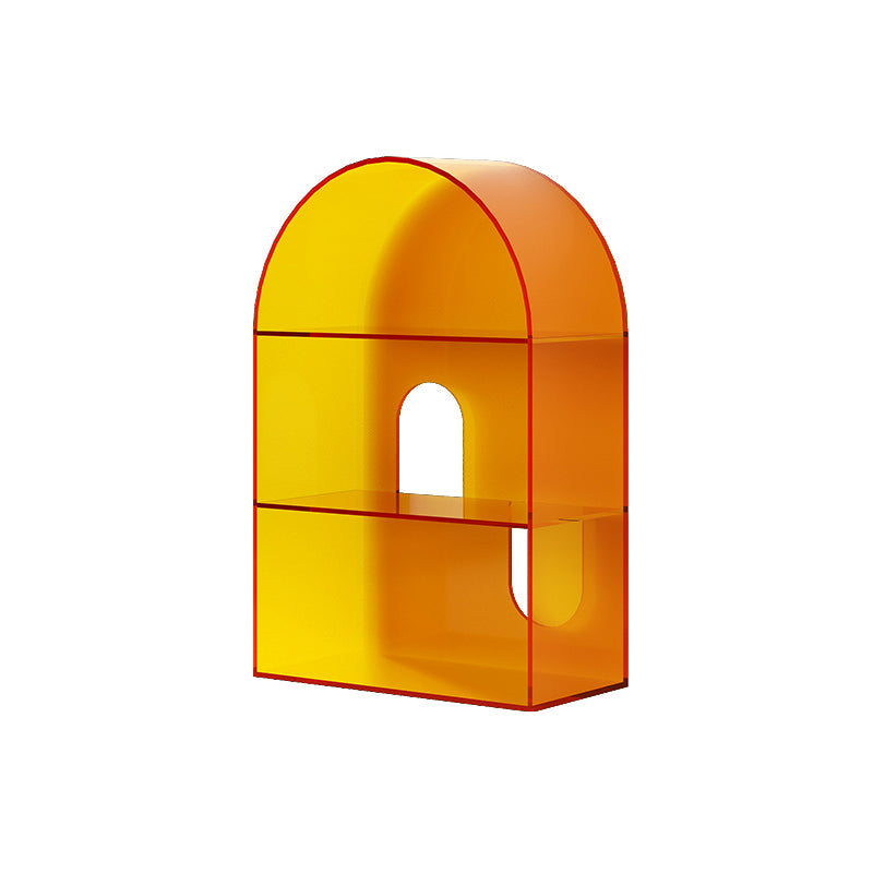 Open Back Bookshelf Acrylic Scandinavian Style Bookcase for Home Office Study Room 23.6"L x 11"W x 35.4"H Orange Clearhalo 'Bookcases' 'furn' 'furn_bookcases' 'Furniture' 'furniture_bookcases' 'kitchen' 'kitchen_bookcases' 'Living Room Furniture' 'Office Furniture' 4719735