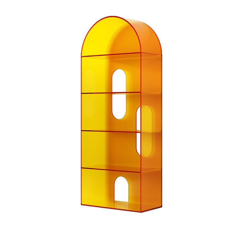 Open Back Bookshelf Acrylic Scandinavian Style Bookcase for Home Office Study Room 23.6"L x 11"W x 59.1"H Orange Clearhalo 'Bookcases' 'furn' 'furn_bookcases' 'Furniture' 'furniture_bookcases' 'kitchen' 'kitchen_bookcases' 'Living Room Furniture' 'Office Furniture' 4719744