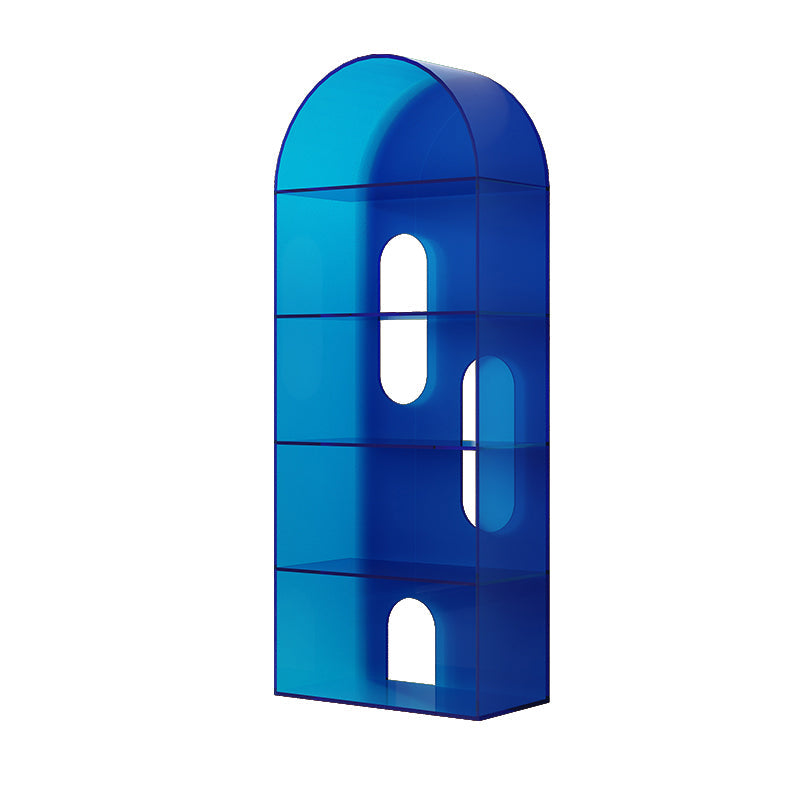 Open Back Bookshelf Acrylic Scandinavian Style Bookcase for Home Office Study Room 23.6"L x 11"W x 59.1"H Blue Clearhalo 'Bookcases' 'furn' 'furn_bookcases' 'Furniture' 'furniture_bookcases' 'kitchen' 'kitchen_bookcases' 'Living Room Furniture' 'Office Furniture' 4719745