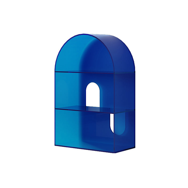 Open Back Bookshelf Acrylic Scandinavian Style Bookcase for Home Office Study Room 23.6"L x 11"W x 35.4"H Blue Clearhalo 'Bookcases' 'furn' 'furn_bookcases' 'Furniture' 'furniture_bookcases' 'kitchen' 'kitchen_bookcases' 'Living Room Furniture' 'Office Furniture' 4719746