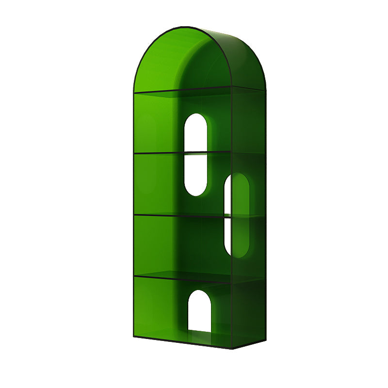 Open Back Bookshelf Acrylic Scandinavian Style Bookcase for Home Office Study Room 23.6"L x 11"W x 59.1"H Green Clearhalo 'Bookcases' 'furn' 'furn_bookcases' 'Furniture' 'furniture_bookcases' 'kitchen' 'kitchen_bookcases' 'Living Room Furniture' 'Office Furniture' 4719747