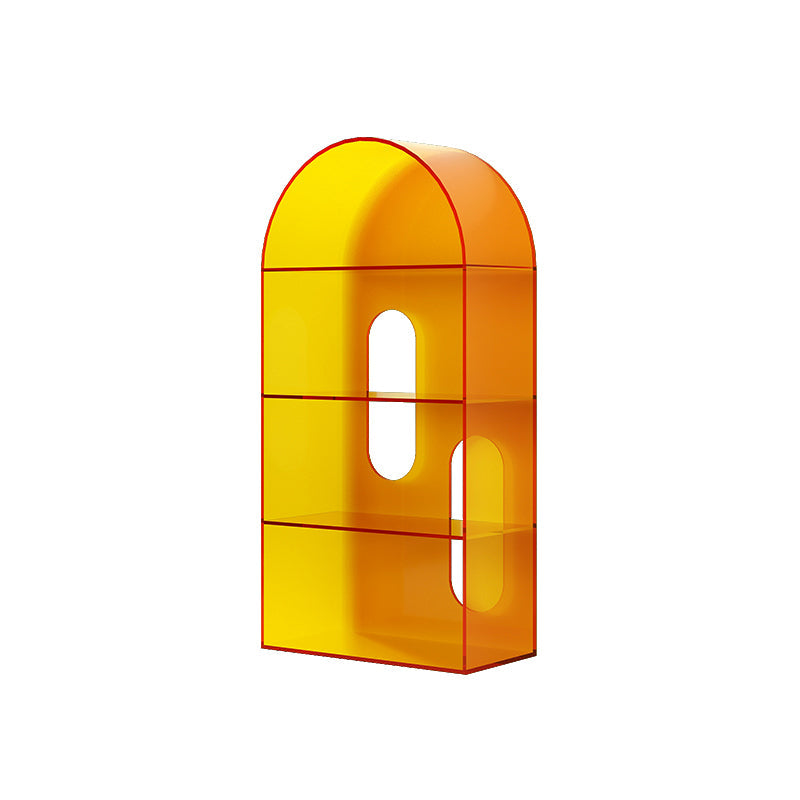 Open Back Bookshelf Acrylic Scandinavian Style Bookcase for Home Office Study Room 23.6"L x 11"W x 47.2"H Orange Clearhalo 'Bookcases' 'furn' 'furn_bookcases' 'Furniture' 'furniture_bookcases' 'kitchen' 'kitchen_bookcases' 'Living Room Furniture' 'Office Furniture' 4719750