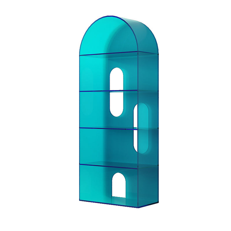 Open Back Bookshelf Acrylic Scandinavian Style Bookcase for Home Office Study Room 23.6"L x 11"W x 59.1"H Sky Blue Clearhalo 'Bookcases' 'furn' 'furn_bookcases' 'Furniture' 'furniture_bookcases' 'kitchen' 'kitchen_bookcases' 'Living Room Furniture' 'Office Furniture' 4719751