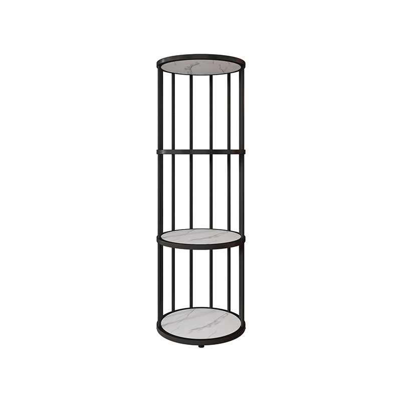 Scandinavian Metal Corner Bookshelf Open Vertical Bookshelf for Living Room 12"L x 12"W x 47"H Black Clearhalo 'Bookcases' 'furn' 'furn_bookcases' 'Furniture' 'furniture_bookcases' 'kitchen' 'kitchen_bookcases' 'Living Room Furniture' 'Office Furniture' 4719773