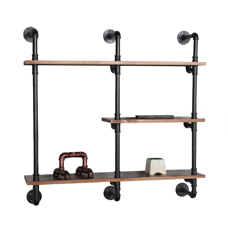 Industrial Wall Mounted Bookshelf with Black Iron Frame Pine Wood Shelf Clearhalo 'Bookcases' 'furn' 'furn_bookcases' 'Furniture' 'furniture_bookcases' 'kitchen' 'kitchen_bookcases' 'Living Room Furniture' 'Office Furniture' 4719796