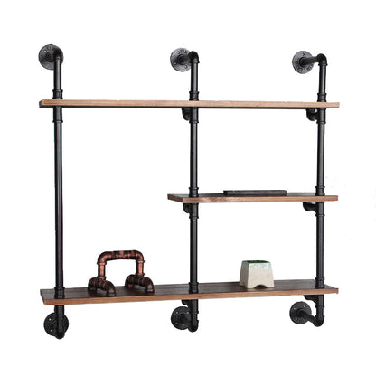 Industrial Wall Mounted Bookshelf with Black Iron Frame Pine Wood Shelf Clearhalo 'Bookcases' 'furn' 'furn_bookcases' 'Furniture' 'furniture_bookcases' 'kitchen' 'kitchen_bookcases' 'Living Room Furniture' 'Office Furniture' 4719796