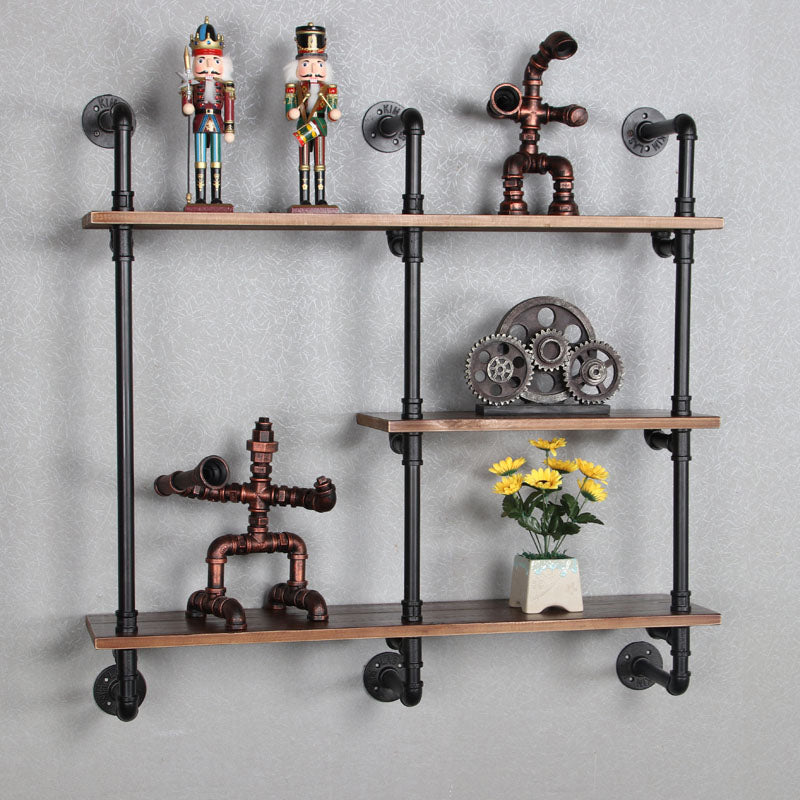 Industrial Wall Mounted Bookshelf with Black Iron Frame Pine Wood Shelf Clearhalo 'Bookcases' 'furn' 'furn_bookcases' 'Furniture' 'furniture_bookcases' 'kitchen' 'kitchen_bookcases' 'Living Room Furniture' 'Office Furniture' 4719798