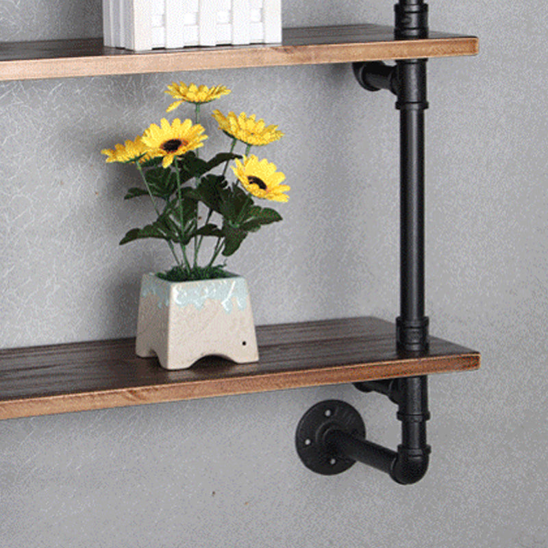 Industrial Wall Mounted Bookshelf with Black Iron Frame Pine Wood Shelf Clearhalo 'Bookcases' 'furn' 'furn_bookcases' 'Furniture' 'furniture_bookcases' 'kitchen' 'kitchen_bookcases' 'Living Room Furniture' 'Office Furniture' 4719802