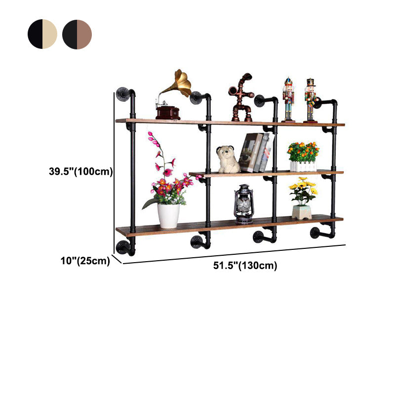 Industrial Wall Mounted Bookshelf with Black Iron Frame Pine Wood Shelf Clearhalo 'Bookcases' 'furn' 'furn_bookcases' 'Furniture' 'furniture_bookcases' 'kitchen' 'kitchen_bookcases' 'Living Room Furniture' 'Office Furniture' 4719813