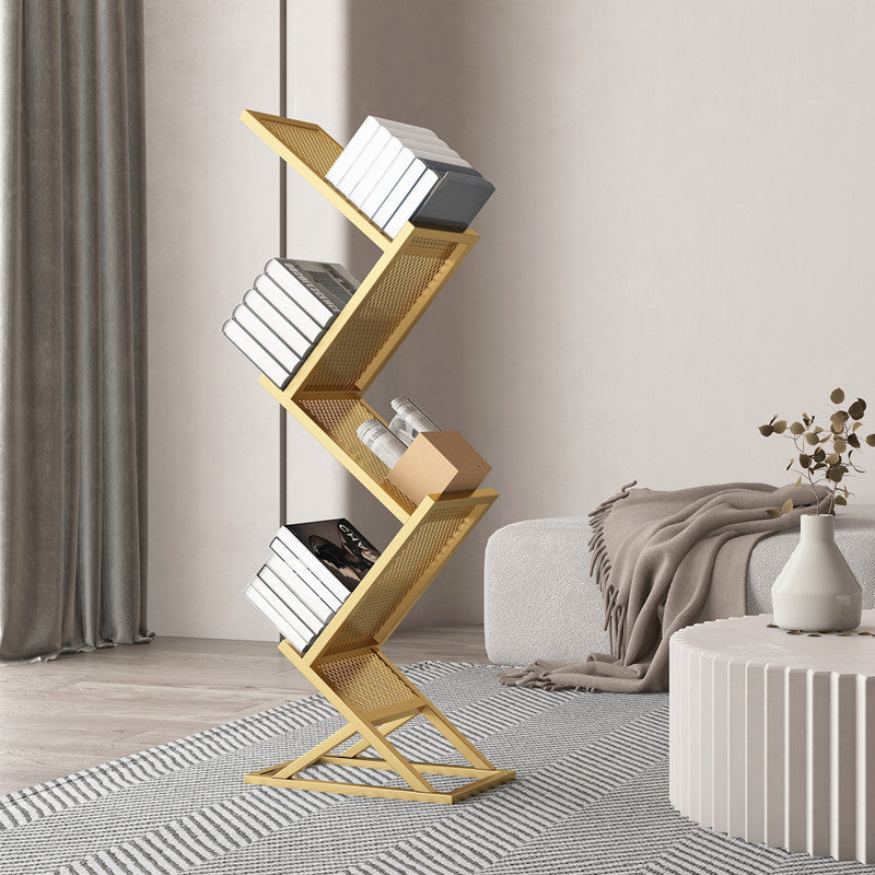 Closed Back Bookshelf Scandinavian Style Metal Bookcase for Home Office Gold Clearhalo 'Bookcases' 'furn' 'furn_bookcases' 'Furniture' 'furniture_bookcases' 'kitchen' 'kitchen_bookcases' 'Living Room Furniture' 'Office Furniture' 4719818