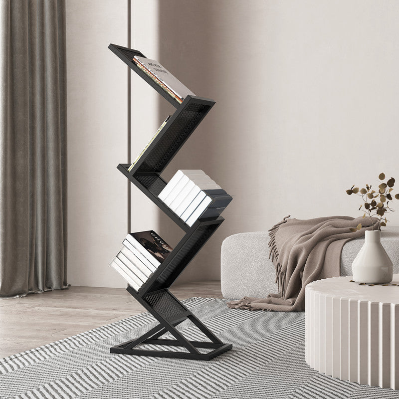 Closed Back Bookshelf Scandinavian Style Metal Bookcase for Home Office Black Clearhalo 'Bookcases' 'furn' 'furn_bookcases' 'Furniture' 'furniture_bookcases' 'kitchen' 'kitchen_bookcases' 'Living Room Furniture' 'Office Furniture' 4719819