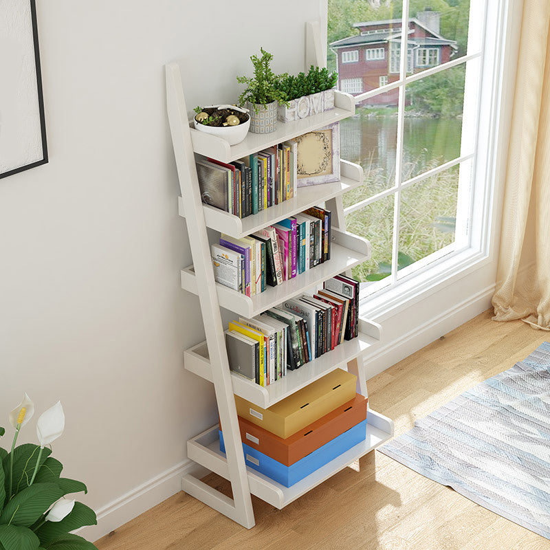 Rubber Wood Ladder Bookshelf Modern Open Back Bookshelf for Home Office White Clearhalo 'Bookcases' 'Furniture' 'furniture_bookcases' 'kitchen' 'kitchen_bookcases' 'Living Room Furniture' 'Office Furniture' 4719828