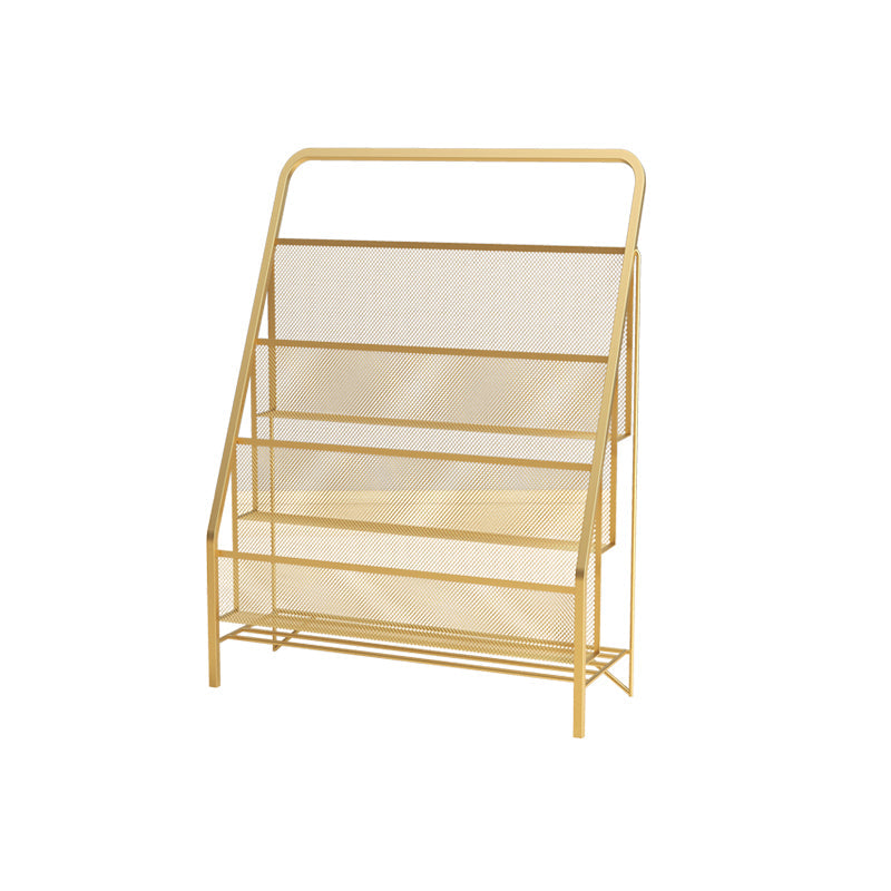 Industrial Iron Ladder Bookshelf Closed Back Vertical Bookshelf for Home 16.9"L x 9.1"W x 25.2"H Gold Clearhalo 'Bookcases' 'furn' 'furn_bookcases' 'Furniture' 'furniture_bookcases' 'kitchen' 'kitchen_bookcases' 'Living Room Furniture' 'Office Furniture' 4726180