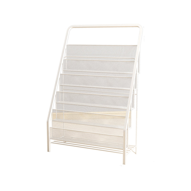 Industrial Iron Ladder Bookshelf Closed Back Vertical Bookshelf for Home 22.4"L x 13"W x 34.3"H White Clearhalo 'Bookcases' 'furn' 'furn_bookcases' 'Furniture' 'furniture_bookcases' 'kitchen' 'kitchen_bookcases' 'Living Room Furniture' 'Office Furniture' 4726181