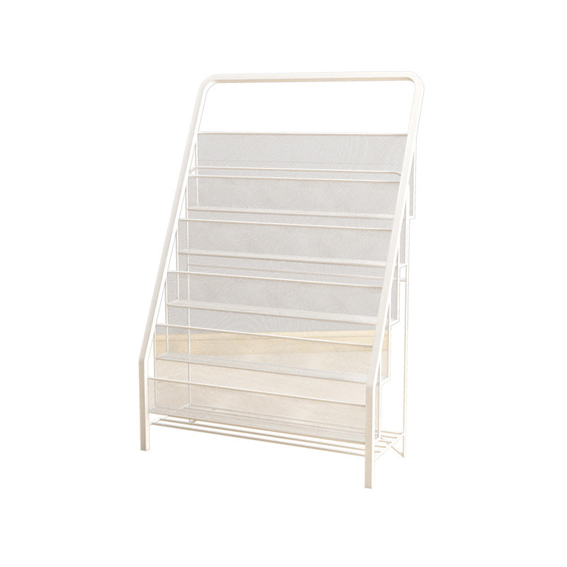Industrial Ladder Bookshelf Iron Closed Back Bookshelf for Home 22.4"L x 13"W x 34.3"H White Clearhalo 'Bookcases' 'furn' 'furn_bookcases' 'Furniture' 'furniture_bookcases' 'kitchen' 'kitchen_bookcases' 'Living Room Furniture' 'Office Furniture' 4726201