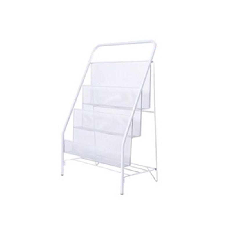 Iron Scandinavian Ladder Bookshelf Vertical Closed Back Bookshelf for Home 16.9"L x 9.1"W x 25.2"H White Clearhalo 'Bookcases' 'furn' 'furn_bookcases' 'Furniture' 'furniture_bookcases' 'kitchen' 'kitchen_bookcases' 'Living Room Furniture' 'Office Furniture' 4726210