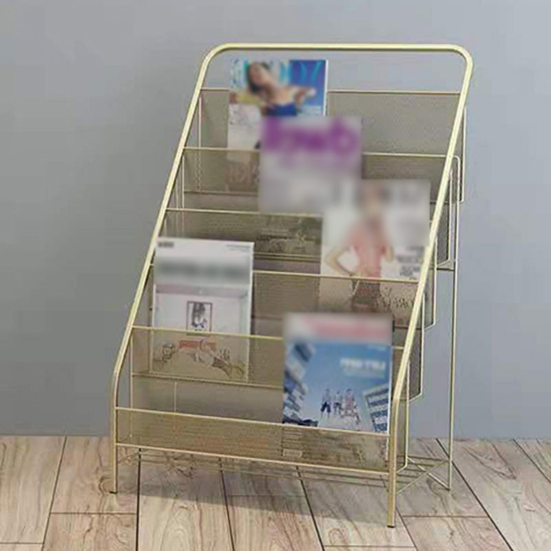 Iron Scandinavian Ladder Bookshelf Vertical Closed Back Bookshelf for Home 22.4"L x 13"W x 34.3"H Gold Clearhalo 'Bookcases' 'furn' 'furn_bookcases' 'Furniture' 'furniture_bookcases' 'kitchen' 'kitchen_bookcases' 'Living Room Furniture' 'Office Furniture' 4726213