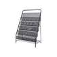 Iron Scandinavian Ladder Bookshelf Vertical Closed Back Bookshelf for Home 22.4"L x 13"W x 34.3"H Black Clearhalo 'Bookcases' 'furn' 'furn_bookcases' 'Furniture' 'furniture_bookcases' 'kitchen' 'kitchen_bookcases' 'Living Room Furniture' 'Office Furniture' 4726215