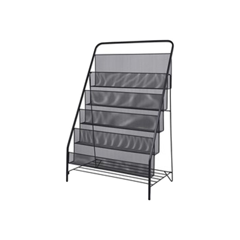 Iron Scandinavian Ladder Bookshelf Vertical Closed Back Bookshelf for Home 22.4"L x 13"W x 34.3"H Black Clearhalo 'Bookcases' 'furn' 'furn_bookcases' 'Furniture' 'furniture_bookcases' 'kitchen' 'kitchen_bookcases' 'Living Room Furniture' 'Office Furniture' 4726215