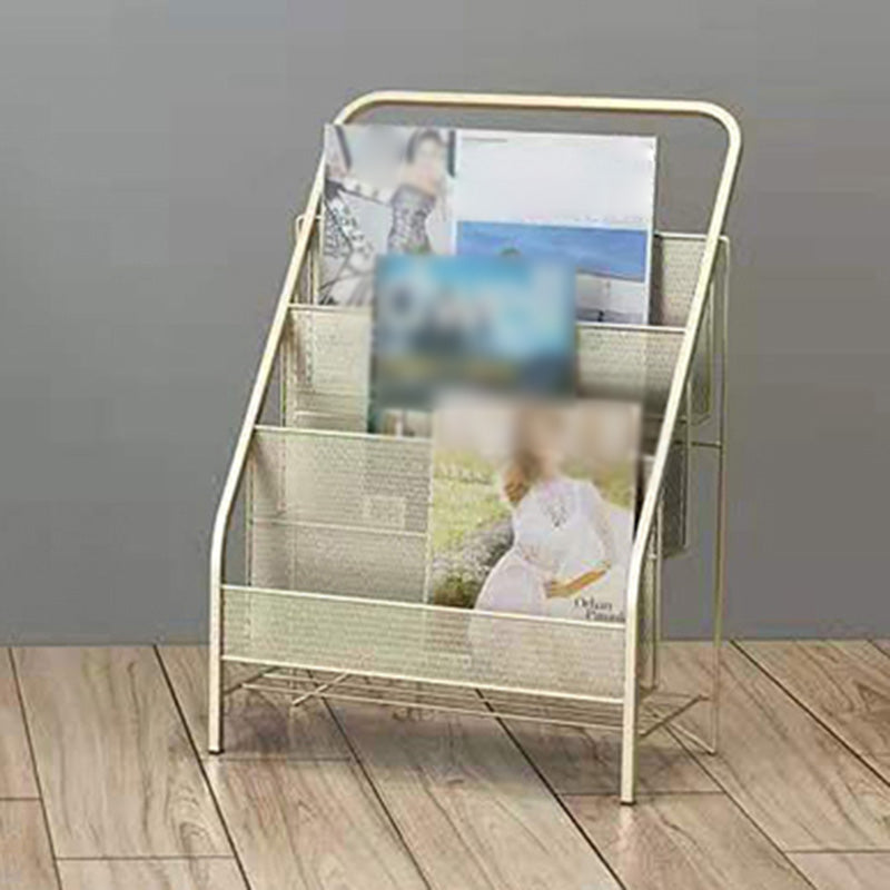 Iron Scandinavian Ladder Bookshelf Vertical Closed Back Bookshelf for Home 16.9"L x 9.1"W x 25.2"H Gold Clearhalo 'Bookcases' 'furn' 'furn_bookcases' 'Furniture' 'furniture_bookcases' 'kitchen' 'kitchen_bookcases' 'Living Room Furniture' 'Office Furniture' 4726217