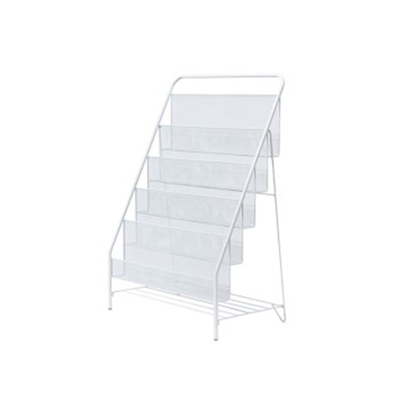 Iron Scandinavian Ladder Bookshelf Vertical Closed Back Bookshelf for Home 22.4"L x 13"W x 34.3"H White Clearhalo 'Bookcases' 'furn' 'furn_bookcases' 'Furniture' 'furniture_bookcases' 'kitchen' 'kitchen_bookcases' 'Living Room Furniture' 'Office Furniture' 4726219