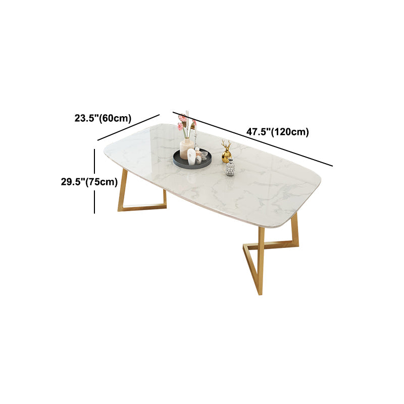 Metal Traditional Luxury Rectangle Indoor Table Sintered Stone Dining Table with Sled Base Clearhalo ' dining_table' 'Dining Tables & Seating' 'Dining Tables' 'furn' 'furn_dining_table' 'Furniture' 'furniture_dining_table' 'Kitchen & Dining Furniture' 'kitchen&dining_furn' 'kitchen' 'kitchen_dining_table' 4726913