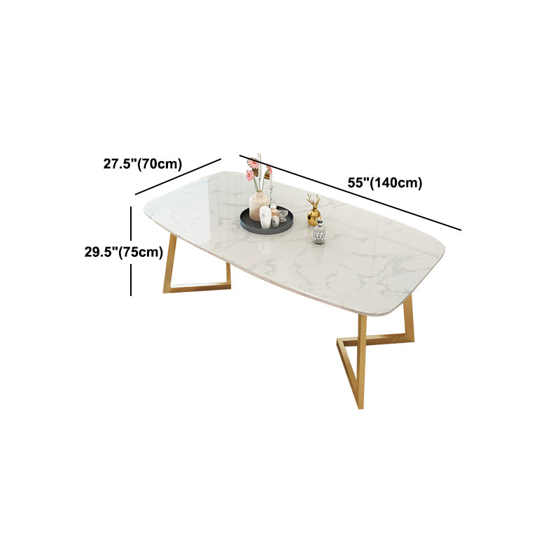 Metal Traditional Luxury Rectangle Indoor Table Sintered Stone Dining Table with Sled Base Clearhalo ' dining_table' 'Dining Tables & Seating' 'Dining Tables' 'furn' 'furn_dining_table' 'Furniture' 'furniture_dining_table' 'Kitchen & Dining Furniture' 'kitchen&dining_furn' 'kitchen' 'kitchen_dining_table' 4726914