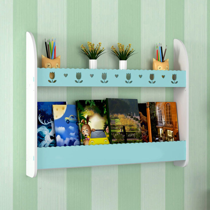 2-Shelf Floating Bookcase Contemporary Style Wood Wall Mounted Book Shelf 31.5"L x 4.3"W x 24.4"H White-Blue Clearhalo 'Bookcases' 'furn' 'furn_bookcases' 'Furniture' 'furniture_bookcases' 'kitchen' 'kitchen_bookcases' 'Living Room Furniture' 'Office Furniture' 4726928