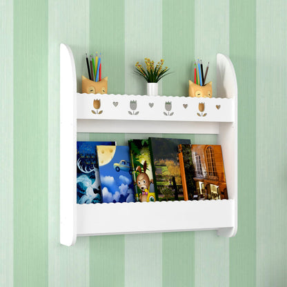 2-Shelf Floating Bookcase Contemporary Style Wood Wall Mounted Book Shelf 23.6"L x 4.3"W x 24.4"H White Clearhalo 'Bookcases' 'furn' 'furn_bookcases' 'Furniture' 'furniture_bookcases' 'kitchen' 'kitchen_bookcases' 'Living Room Furniture' 'Office Furniture' 4726936