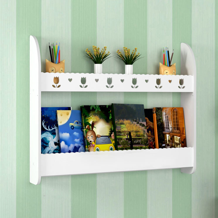 2-Shelf Floating Bookcase Contemporary Style Wood Wall Mounted Book Shelf 31.5"L x 4.3"W x 24.4"H White Clearhalo 'Bookcases' 'furn' 'furn_bookcases' 'Furniture' 'furniture_bookcases' 'kitchen' 'kitchen_bookcases' 'Living Room Furniture' 'Office Furniture' 4726937