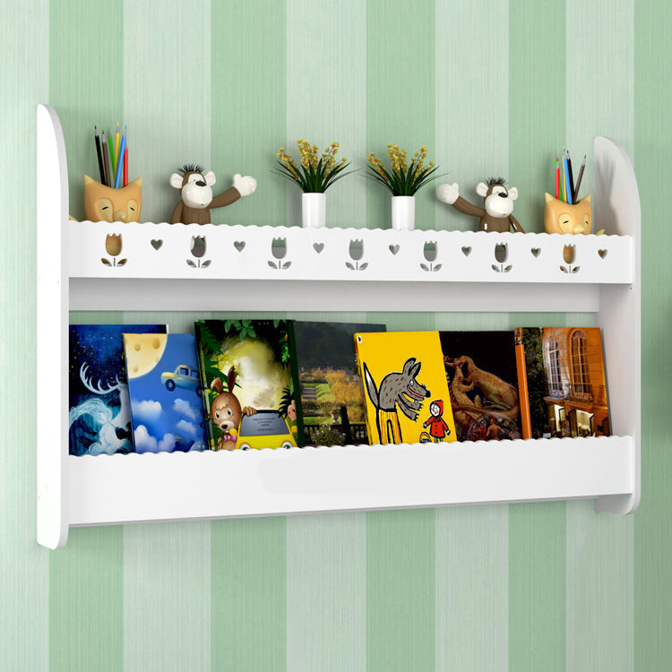 2-Shelf Floating Bookcase Contemporary Style Wood Wall Mounted Book Shelf 39.4"L x 4.3"W x 24.4"H White Clearhalo 'Bookcases' 'furn' 'furn_bookcases' 'Furniture' 'furniture_bookcases' 'kitchen' 'kitchen_bookcases' 'Living Room Furniture' 'Office Furniture' 4726938