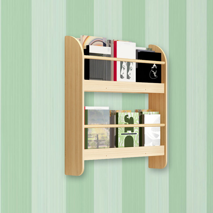 2-Shelf Floating Bookcase Contemporary Style Wood Wall Mounted Book Shelf 23.6"L x 4.3"W x 24.4"H Natural Clearhalo 'Bookcases' 'furn' 'furn_bookcases' 'Furniture' 'furniture_bookcases' 'kitchen' 'kitchen_bookcases' 'Living Room Furniture' 'Office Furniture' 4726939
