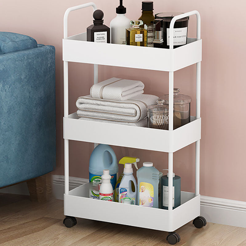 Contemporary Style Bookshelf with Casters Wheel Book Shelf for Home Office Study Room 15.7"L x 8.7"W x 25.2"H White Clearhalo 'Bookcases' 'furn' 'furn_bookcases' 'Furniture' 'furniture_bookcases' 'kitchen' 'kitchen_bookcases' 'Living Room Furniture' 'Office Furniture' 4727023