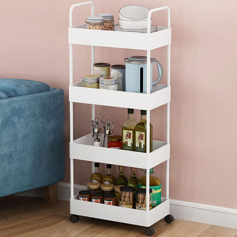 Contemporary Style Bookshelf with Casters Wheel Book Shelf for Home Office Study Room 15.7"L x 8.7"W x 35.4"H White Clearhalo 'Bookcases' 'furn' 'furn_bookcases' 'Furniture' 'furniture_bookcases' 'kitchen' 'kitchen_bookcases' 'Living Room Furniture' 'Office Furniture' 4727024