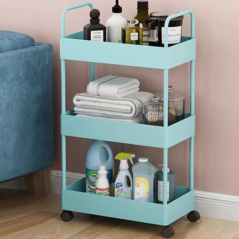 Contemporary Style Bookshelf with Casters Wheel Book Shelf for Home Office Study Room 15.7"L x 10.6"W x 25.2"H Blue Clearhalo 'Bookcases' 'furn' 'furn_bookcases' 'Furniture' 'furniture_bookcases' 'kitchen' 'kitchen_bookcases' 'Living Room Furniture' 'Office Furniture' 4727036