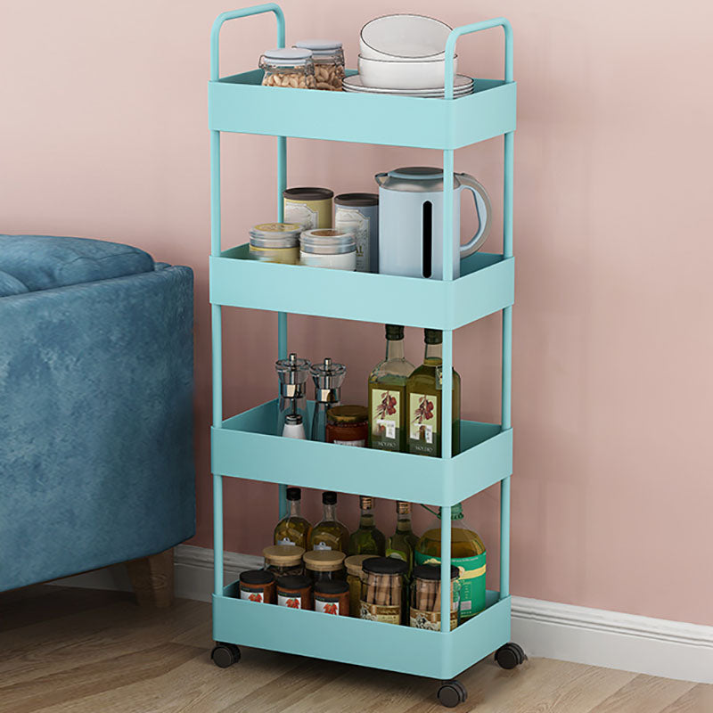Contemporary Style Bookshelf with Casters Wheel Book Shelf for Home Office Study Room 15.7"L x 10.6"W x 35.4"H Blue Clearhalo 'Bookcases' 'furn' 'furn_bookcases' 'Furniture' 'furniture_bookcases' 'kitchen' 'kitchen_bookcases' 'Living Room Furniture' 'Office Furniture' 4727037