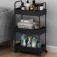 Contemporary Style Bookshelf with Casters Wheel Book Shelf for Home Office Study Room 15.7"L x 8.7"W x 25.2"H Black Clearhalo 'Bookcases' 'furn' 'furn_bookcases' 'Furniture' 'furniture_bookcases' 'kitchen' 'kitchen_bookcases' 'Living Room Furniture' 'Office Furniture' 4727042