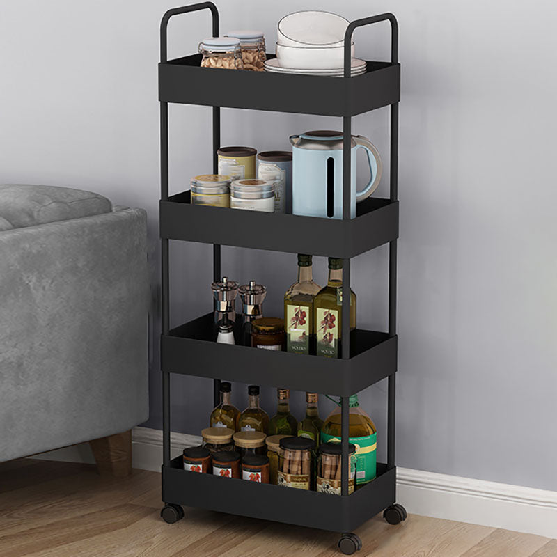 Contemporary Style Bookshelf with Casters Wheel Book Shelf for Home Office Study Room 15.7"L x 8.7"W x 35.4"H Black Clearhalo 'Bookcases' 'furn' 'furn_bookcases' 'Furniture' 'furniture_bookcases' 'kitchen' 'kitchen_bookcases' 'Living Room Furniture' 'Office Furniture' 4727044