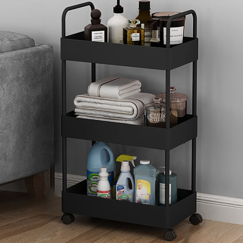 Contemporary Style Bookshelf with Casters Wheel Book Shelf for Home Office Study Room 15.7"L x 10.6"W x 25.2"H Black Clearhalo 'Bookcases' 'furn' 'furn_bookcases' 'Furniture' 'furniture_bookcases' 'kitchen' 'kitchen_bookcases' 'Living Room Furniture' 'Office Furniture' 4727047