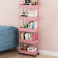 Contemporary Style Bookshelf with Casters Wheel Book Shelf for Home Office Study Room 15.7"L x 8.7"W x 45.7"H Pink Clearhalo 'Bookcases' 'furn' 'furn_bookcases' 'Furniture' 'furniture_bookcases' 'kitchen' 'kitchen_bookcases' 'Living Room Furniture' 'Office Furniture' 4727052
