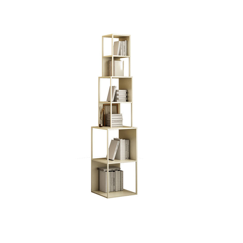 Contemporary Style Bookshelf Open Shelf Bookcase for Home Office Study Room 15.7"L x 15.7"W x 74.8"H Off-White Clearhalo 'Bookcases' 'furn' 'furn_bookcases' 'Furniture' 'furniture_bookcases' 'kitchen' 'kitchen_bookcases' 'Living Room Furniture' 'Office Furniture' 4727067