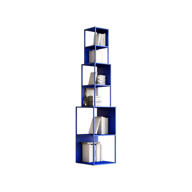 Contemporary Style Bookshelf Open Shelf Bookcase for Home Office Study Room 15.7"L x 15.7"W x 74.8"H Blue Clearhalo 'Bookcases' 'furn' 'furn_bookcases' 'Furniture' 'furniture_bookcases' 'kitchen' 'kitchen_bookcases' 'Living Room Furniture' 'Office Furniture' 4727069