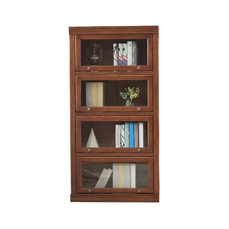 Solid Wood Standard Bookcase Contemporary Vertical Bookcase with Glass Doors 31.5"L x 12.8"W x 62.2"H Clearhalo 'Bookcases' 'furn' 'furn_bookcases' 'Furniture' 'furniture_bookcases' 'kitchen' 'kitchen_bookcases' 'Living Room Furniture' 'Office Furniture' 4727098