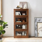 Solid Wood Standard Bookcase Contemporary Vertical Bookcase with Glass Doors 29.9"L x 13.8"W x 59.3"H Clearhalo 'Bookcases' 'furn' 'furn_bookcases' 'Furniture' 'furniture_bookcases' 'kitchen' 'kitchen_bookcases' 'Living Room Furniture' 'Office Furniture' 4727100