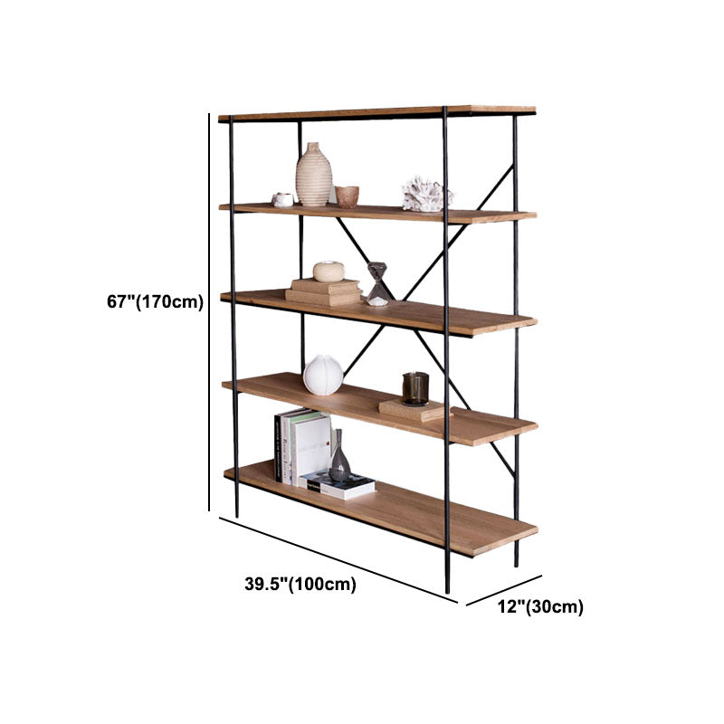 5-Shelf Industrial Open Etagere Bookshelf with Iron Frame Pine Wood Shelf Clearhalo 'Bookcases' 'furn' 'furn_bookcases' 'Furniture' 'furniture_bookcases' 'kitchen' 'kitchen_bookcases' 'Living Room Furniture' 'Office Furniture' 4727118